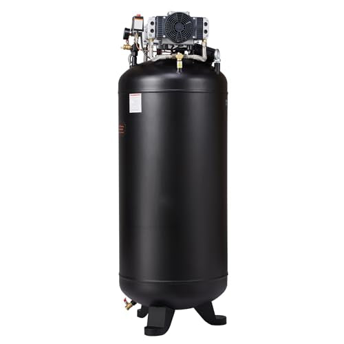 VEVOR 80 Gallon Air Compressor, 145PSI Oil Free Stationary Compressor Tank, 6.5HP 15.5SCFM@90 PSI, Quiet Compressor for Industrial Manufacturing, Workshops (220V/60Hz Single-Phase Power)