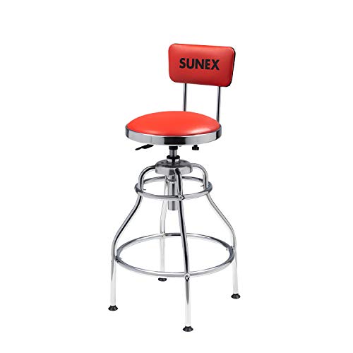 SUNEX TOOLS 8516 Hydraulic Shop Stool and BIG RED Torin Swivel Bar Stool Bundle | Padded Garage/Shop Seats with Chrome Plated Legs