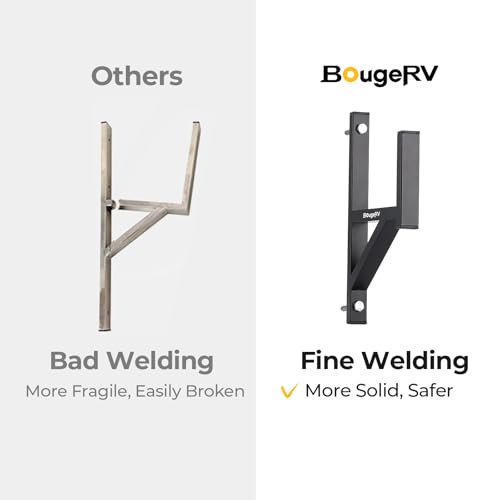 BougeRV Side Mount Trailer Ladder Rack, 2 Racks Heavy Duty Steel Ladder Racks with Bungee Cords Fit for Open and Enclosed Trailer Side Wall, 353 LBS Capacity, Carry 1 or 2 Ladders