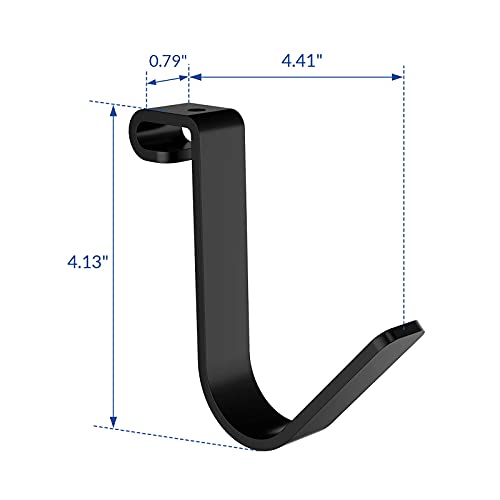 FLEXIMOUNTS 4 Pack Add On Storage Rail Hook Accessory for Ceiling Rack and Wall Shelving, Max Weight Capacity up to 50lbs, Black