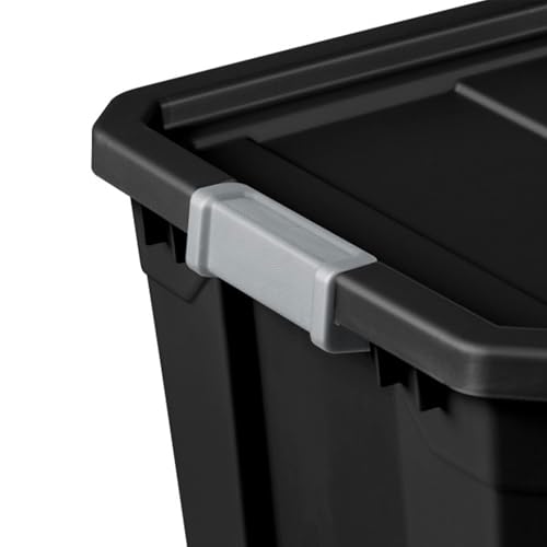 Sterilite 4-Pack Plastic Storage Bins with Lids, Stackable Containers, 27 Gallon, Black