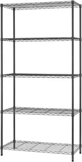 FDW 14" D×36" W×72" H Wire Shelving Unit Commercial Metal Shelf with 5 Tier Adjustable Layer Rack Strong Steel for Restaurant Garage Pantry Kitchen Garage，Black
