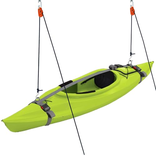 Tie Boss Kayak Hanger, Cargo Ceiling Storage, Overhead Storage, Watercraft Garage Storage, Hoist System.