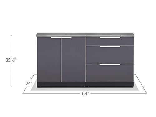 NewAge Products Aluminum 3 Piece with Covers Cabinet Outdoor Kitchen Set, 65310
