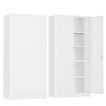 Crownland 72" Lockable Metal Storage Cabinet, Garage Storage Cabinets, High Office Cabinet with Adjustable Shelves for Garage, Home Office,Pantry, File(White)
