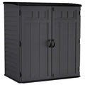 Suncast 106 Cubic Foot Extra Large Vertical Shed Outdoor Waterproof Resin Storage Cabinet with Doors for Patio, Garage, Garden, and Tools, Peppercorn