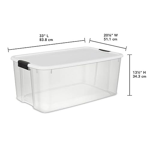 Sterilite 116 Quart and 66 Quart Multipurpose Ultra Storage Tote Box Storage Containers for Home or Office Organization, Clear, 4 Pack and 6 Pack