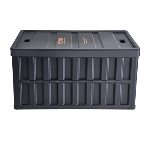VEVOR 65L Collapsible Storage Bins with Lids 3 Packs, Stackable Utility Crates with Handles, Large Folding Containers for Organizing Tools, Books, Food, Drinks, Camping&Transport