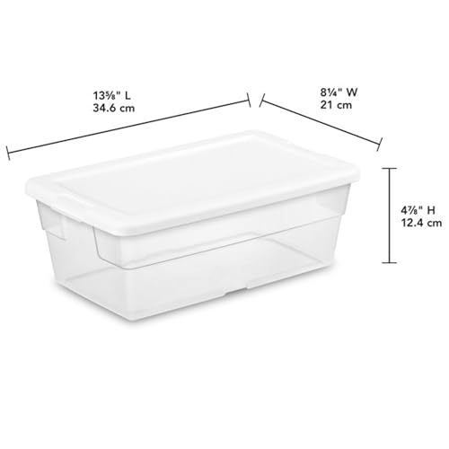 Sterilite 12-Pack 6 Quart Storage Boxes, Stackable Clear Plastic Bins with Snap-On Lids – Heavy-Duty Organizing Containers for Closet, Bathroom, and Office