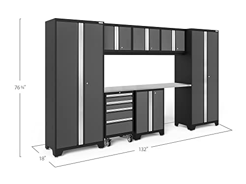 NewAge Products Bold Series Gray 8 Piece Set, Garage Cabinets, 50404