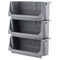 IRIS USA Open Front Storage Bins, Jumbo, Heavy Duty Garage Storage, Stackable Storage Bins, Tools Hardware Hose Household Product Sporting Goods, Interlocked Secure Stacking, 3 Pack, Dark Gray