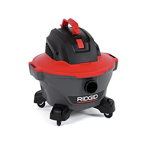 RIDGID 62698 RT0600 NXT 6-Gal. Wet Dry Shop Vacuum with Casters, 4.25 Peak HP Motor, and Pro Locking Hose, Dark Gray and Red