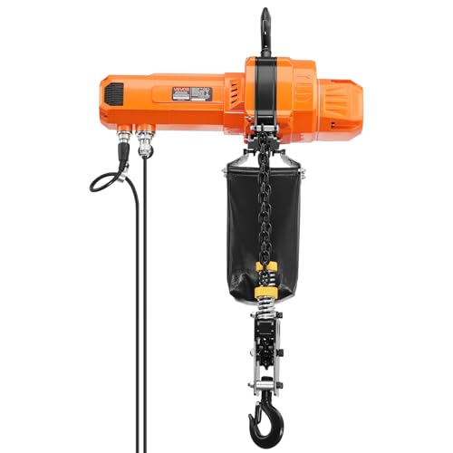 VEVOR 2-Speed Electric Chain Hoist 2200 lbs, G100 10ft Lifting Height, 120V 1-Phase Overhead Crane with 328ft Wireless & 8ft Wired Remote Control, Power Electric Hoist for Factory, Warehouse, Garage