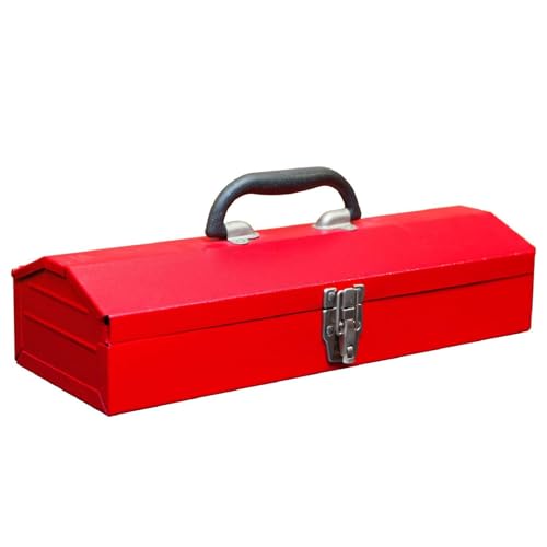 BIG RED ATB213-1 Torin Portable Steel Tool Box: 16" Hip Roof Style with Metal Latch Closure, Red