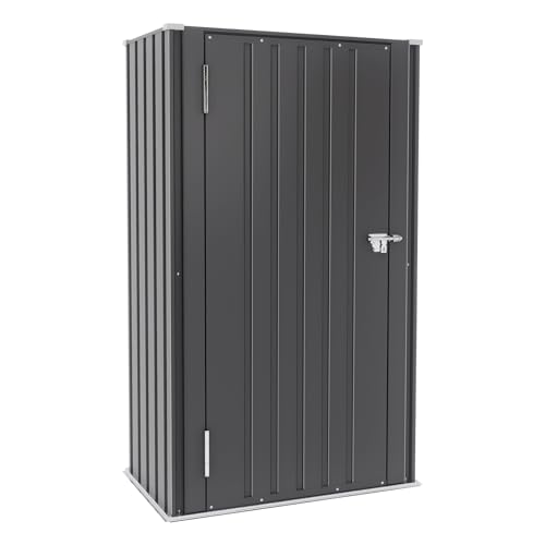 Greesum Outdoor Metal Storage Cabinet, 55'' Lockable Tall Shed, Vertical Tool Organizer Without Shelves for Garage, Patio, Backyard, Home & Lawn, Black