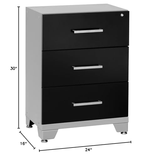 NewAge Products Performance Series Three Drawer Tool Cabinet, 30 by 24 by 16", Black