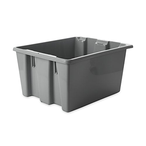 Rubbermaid Commercial Palletote Storage Stack and Nest Box, 1.3 Cu. Ft, Gray Tote, for Warehouse/Garage/Cleaning/Maintenance