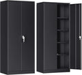 INTERGRAET Metal Storage Cabinet with Adjustable Shelves, Garage Storage Cabinets with Doors and Shelves, File Cabinets for Home Office, Kitchen Pantry Cabinet, 72''H, Black