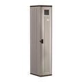 Suncast Tall Storage Locker for Garage Organization - 72" Lockable Organizer with Shelving for Garden Supplies, Paint Cans & Outdoor Tools, Multi-Wall Resin Construction, Platinum