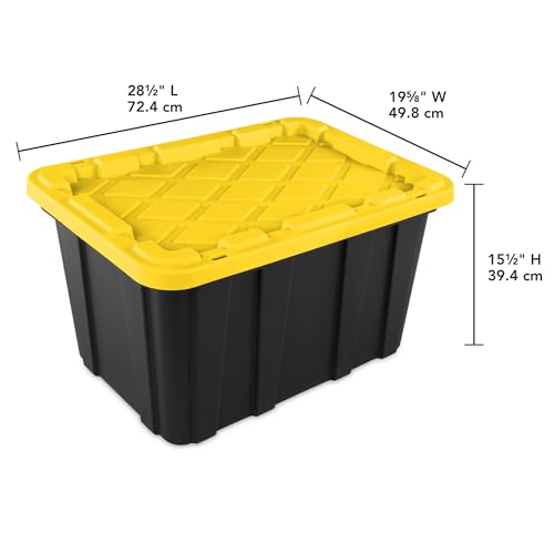 Sterilite 18-Pack Industrial Tote, Plastic Storage Container Bins with Lids, 27 Gallon - Heavy-Duty Organizing Containers for Closet, Bathroom, and Office