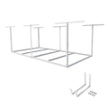 FLEXIMOUNTS 4x8 Overhead Garage Storage Rack without Decking,plus 2-Pack Add-On Storage Utility Hook Accessory,600lbs Weight Capacity, White