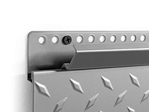 NewAge Products Pro Series 56-Inch x 24.5-Inch Diamond Plate Silver Slatwall Backsplash, Heavy Duty Steel Garage Wall Organizers, 51713