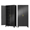 AUEYTVR 75" Metal Garage Storage Cabinet with 2 Doors and 5 Adjustable Shelves,Metal Storage Cabinets,Steel Tool Cabinets for Home,Office,Garage,Warehouse (Black, 75''H x 36''W x 18''D)