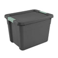 Sterilite 24 Pack Latch Tote, Stackable Plastic Storage Container, 12 Gallon, Gray/Green