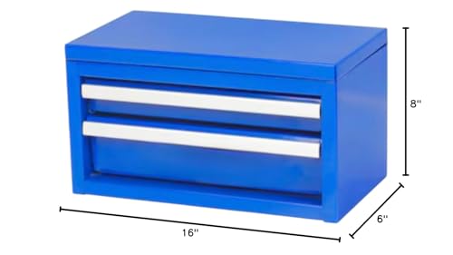 Mini 2-Drawer Blue Steel Tool Box 10.83-in W x 5.91-in H x 5.91-in D
