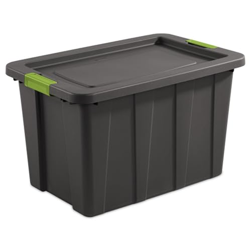 Sterilite 4-Pack Latching Tuff1 Tote, Large Plastic Storage Bins w/Lids, 30 Gallon, Gray - Heavy-Duty Stackable Organizer Boxes and Containers for Home, Office, Basement, Closet, and Garage