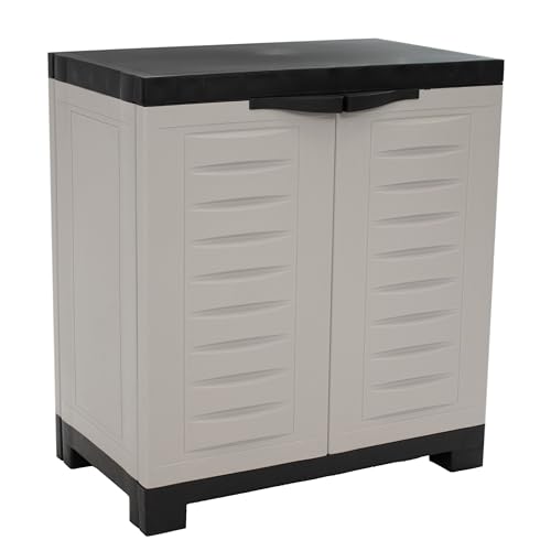 Sunnydaze 25.5" H Resin Garage Storage Cabinet - Garage Cabinet with Adjustable Shelf - Freestanding Utility Storage for Laundry Room, Office, Basement - Gray