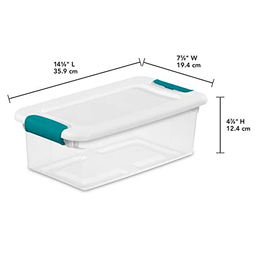 Sterilite 15 Qt Stackable Storage Box with Latching Lid, 12 Pack Bundled with 6 Qt Plastic Organizing Bin with Latch Lid, 12 Pack