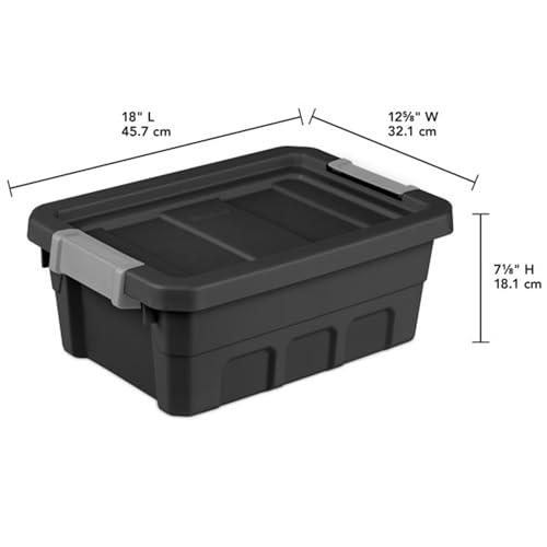 Sterilite 18-Pack Plastic Storage Bins with Lids, Stackable Containers, 4 Gallon, Black