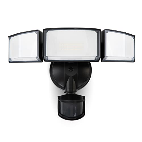 LUTEC 72W 7500LM LED Security Lights Motion Sensor Light Outdoor, 5000K Daylight, IP65 Waterproof, Dusk to Dawn, 3-Head Motion Detected Flood Light for Garage, Yard, Porch(Black)