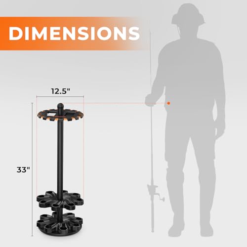KastKing V16 Rotating Fishing Rod Holder for Garage, Floor Rack Holds Up to 16 Rods & Combos, Space-Saving Pole Organizer with Foam, Durable ABS, Fishing Gear Storage Gift for Men