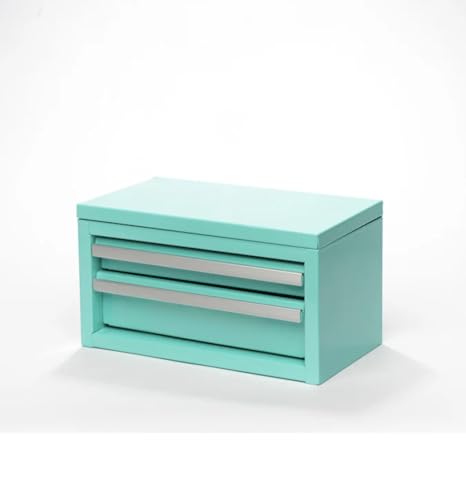 Mini Toolbox, Tool Storage Cabinet, 2 Drawers, TEAL, mint, makeup orginaztion, craft storage