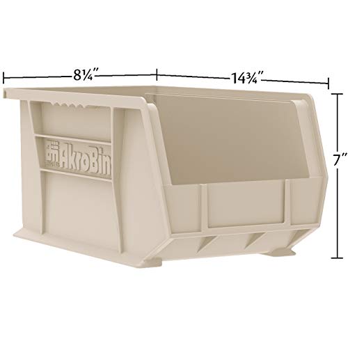 Akro-Mils 30240 AkroBins Plastic Storage Bins, Space-Saving Stackable Bins for Garage, Pantry, Craft Organization, 15 x 8 x 7 inches, Blue, 12-Pack