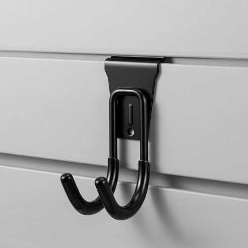 Afcabakila 10Pack Gladiator Hooks slatwall Hooks Gladiator Hook for Track Durable Gladiators Hook Hanger J Garage Hookss Metal Wall Hangers for Garden Hose Black