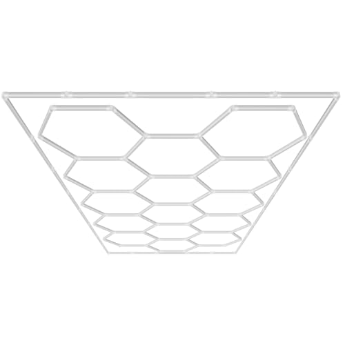 VEVOR Hexagon Garage Lights, 66300LM, 6500K 15 Grid Systems Honeycomb Hexagonal Garage LED Lights, DIY Cool White Car Detailing Ceiling Lighting Bright Shop Light for Gym Basement Workshop