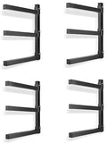 Ultrawall Wall Mount Wood Organizer and Lumber Storage Metal Rack for Shed, Workshop, Garage with 3-Level (Black-4 Pack)