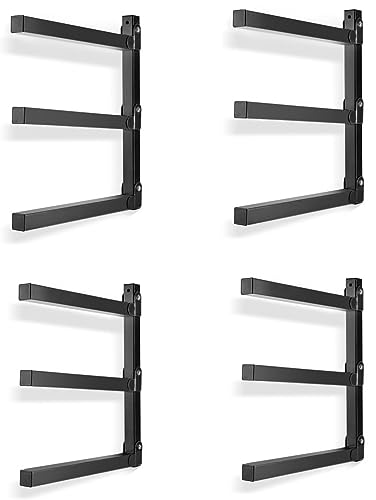 Ultrawall Wall Mount Wood Organizer and Lumber Storage Metal Rack for Shed, Workshop, Garage with 3-Level (Black-4 Pack)