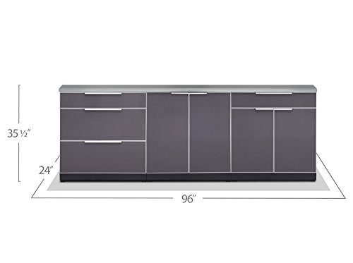 NewAge Products Outdoor Kitchen Aluminum 96" W x 24" D 4 Piece Set, Slate Gray, 65252
