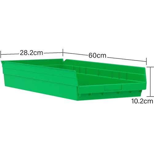 Akro-Mils 30174 Plastic Shelf Bins, Heavy Duty Storage Bins for Garage, Closet, and Drawer Organization, 24-Inch x 11-Inch x 4-Inch, Clear, 6-Pack