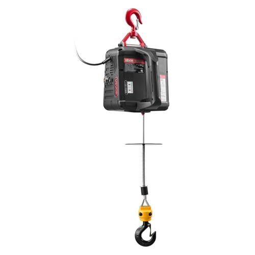 VEVOR 2-in-1 Electric Hoist Winch, 1100 lbs Capacity, 1500W Portable Power Winch Crane, 25 ft Lifting Height, 16.4 ft/min with Manual and Wired Remote Control for Factory, Warehouss, Garage