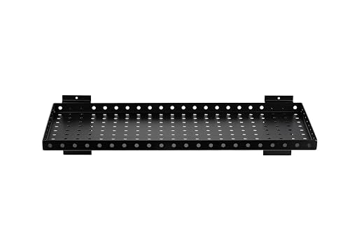 SINCHEEWAY Slatwall Shelves 24 Inch, Slatwall Accessories for Retail, Garage, Home Storage, Heavy Duty Slat Wall Hanging Shelf (2, Black)