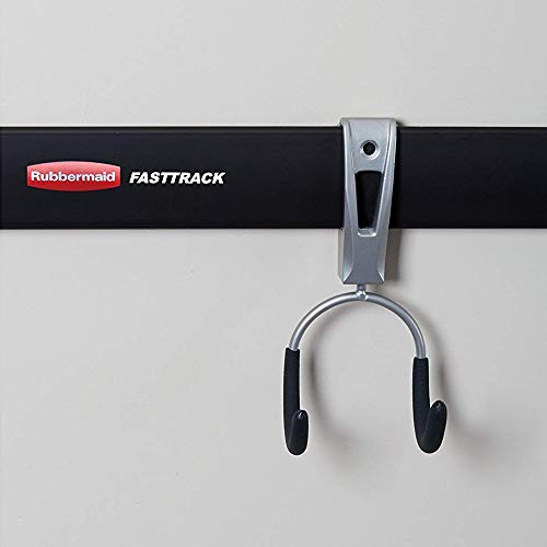 Rubbermaid Universal Powder Coaded Metallic Fasttrack Hanging Garage Hook Organizers for Ladder, Tool, and Bike Storage (12 Pack)
