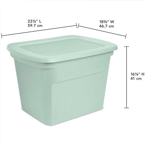 Sterilite 16 Pack Tote, Plastic Stackable Storage Bin Container with Lid, 18 Gallon, Mindful Mint