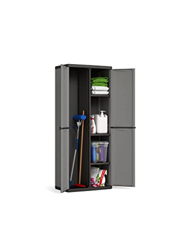 Keter 'Kis Jolly Utility Plastic Cupboard, 1 Piece, Dark Grey/Black, 9734000 0444 01