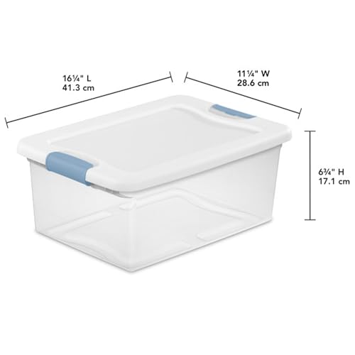 Sterilite 12 Pack 15-Quart & 6 Pack 25-Quart Storage Bins, Stackable Clear Plastic Totes w/ Latch Lids