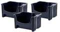 Mighty Tuff Jumbo Stackable Storage Bins, Pack of 3, Easy-Access Storage, Large Easy-to-Grip Handles, Wide Front Opening, Interlocking, Stack Vertically, Black